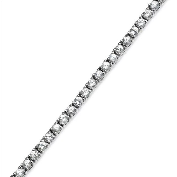 New 2mm 18"CZ Stoned Silver Plated Tennis Necklace - Picture 2 of 4